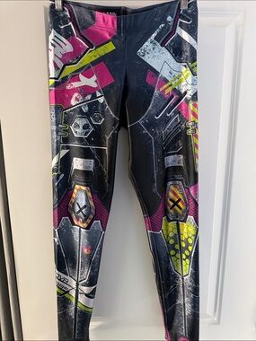Blackmilk Neon Pink & Yellow Mecha Graphic Leggings